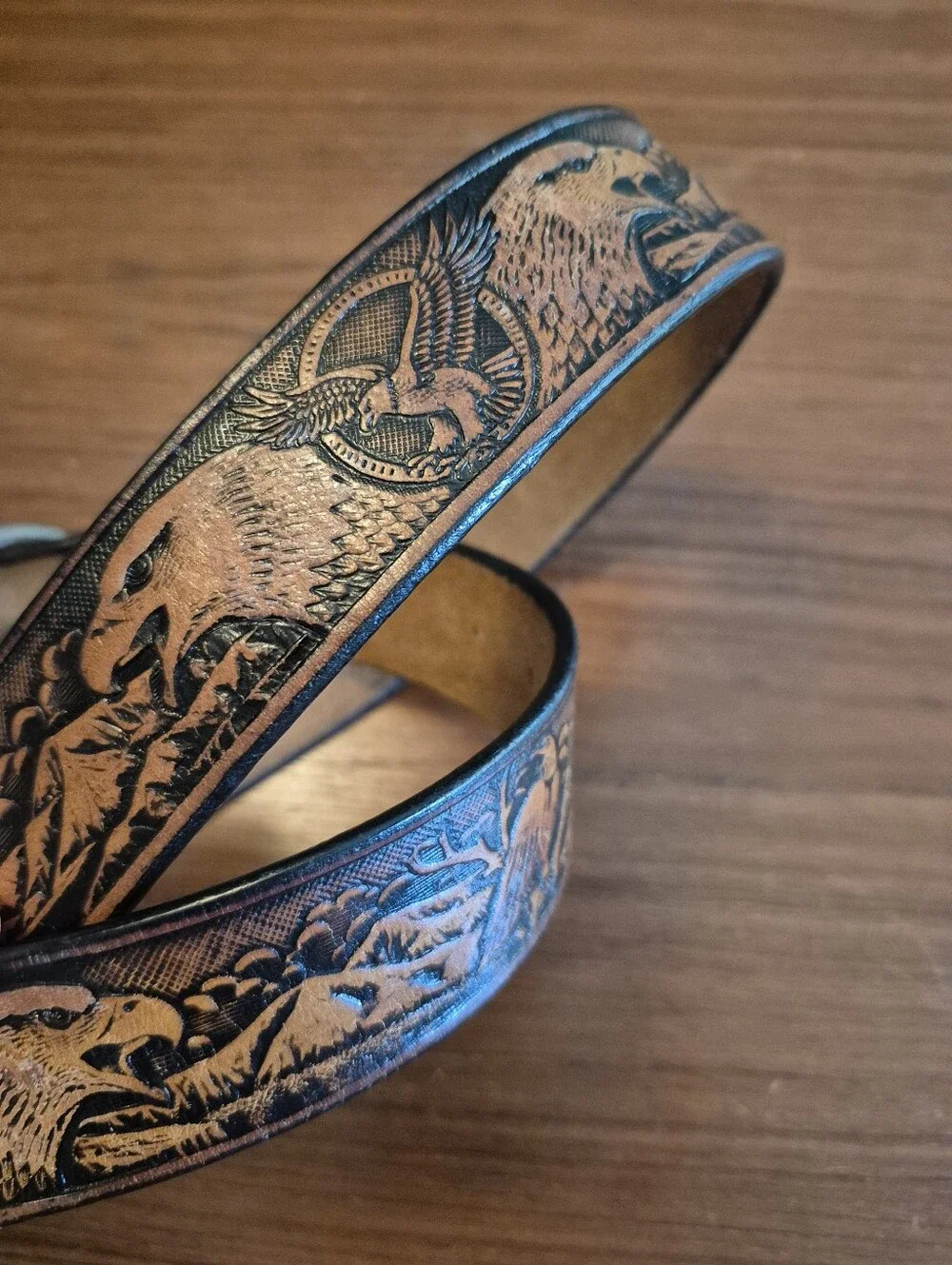 Hand Tooled Leather Eagle Belt 38-42